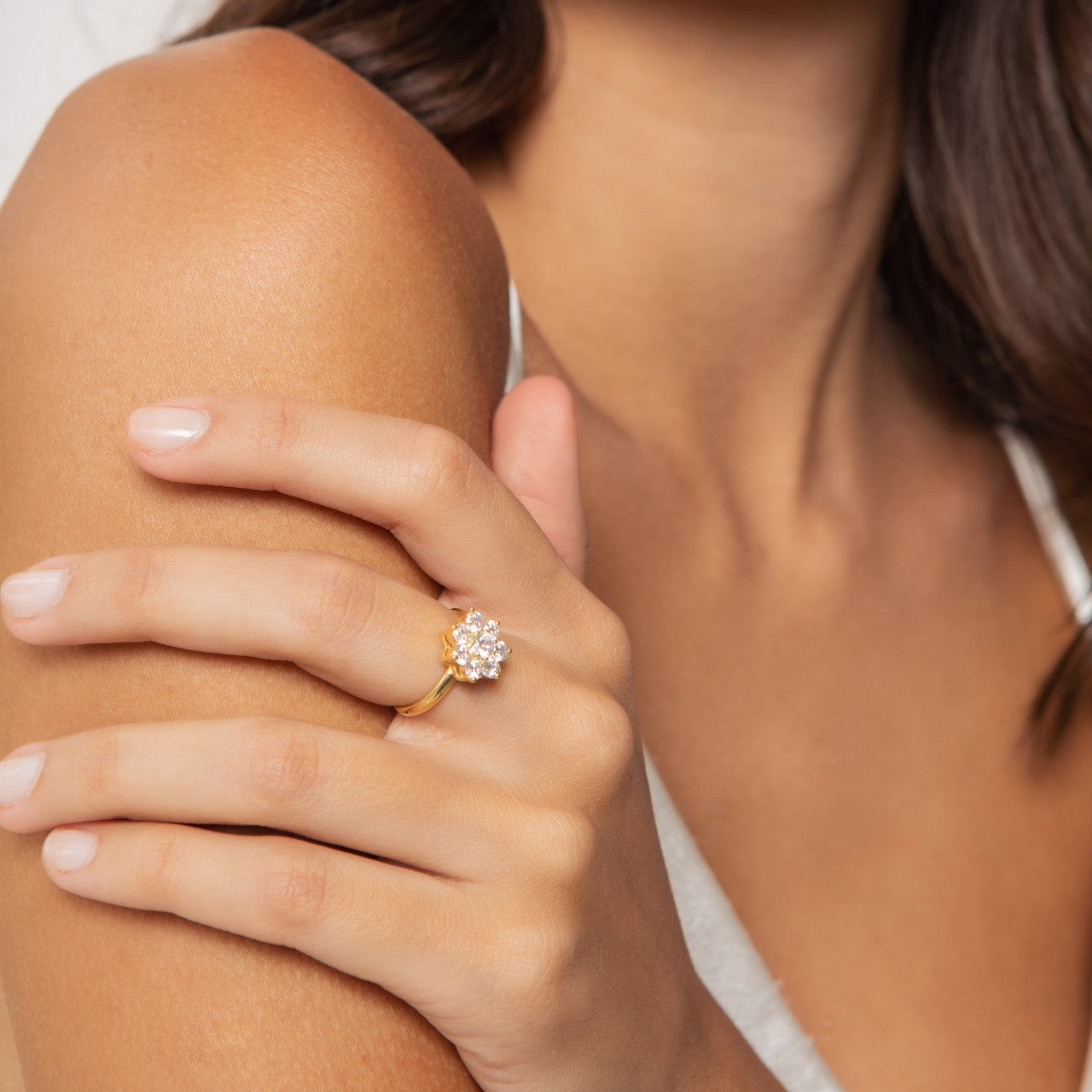 Anel Roseta Grande Safira Rosa