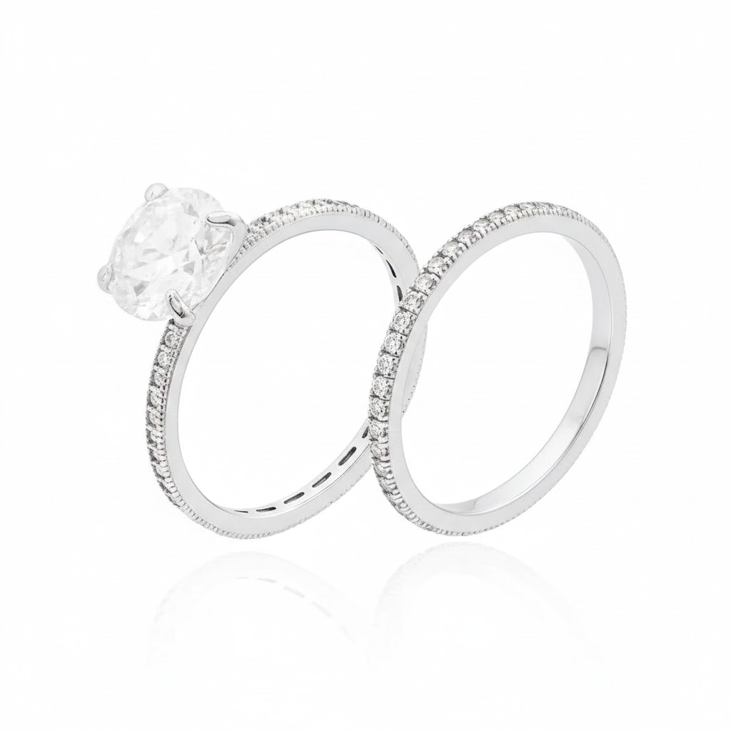 Aliança Solitário 7mm com Aparador