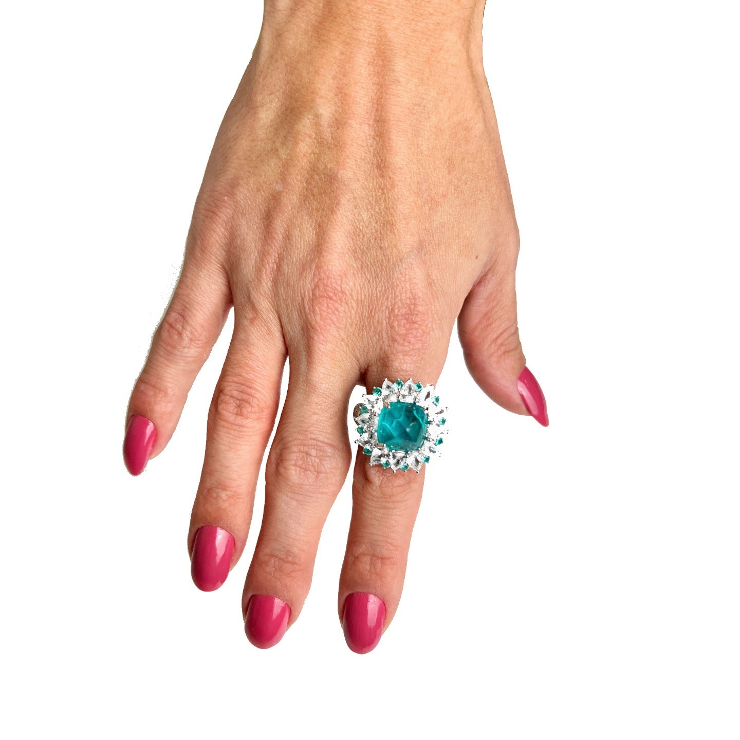 Anel Turmalina Paraíba Cabochon com Moldura