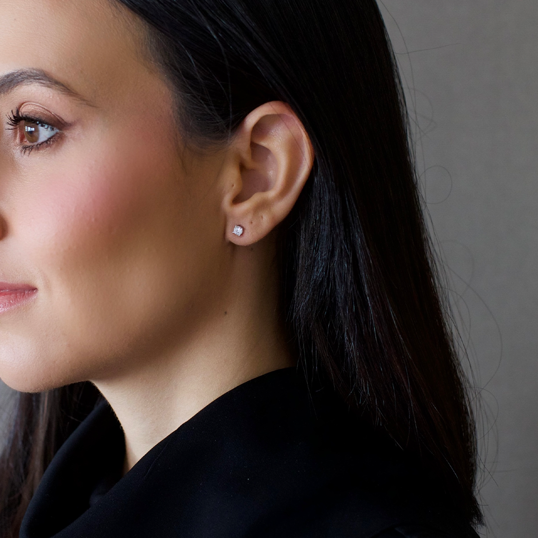 Brinco Solitário Moissanita 4mm 0,30ct