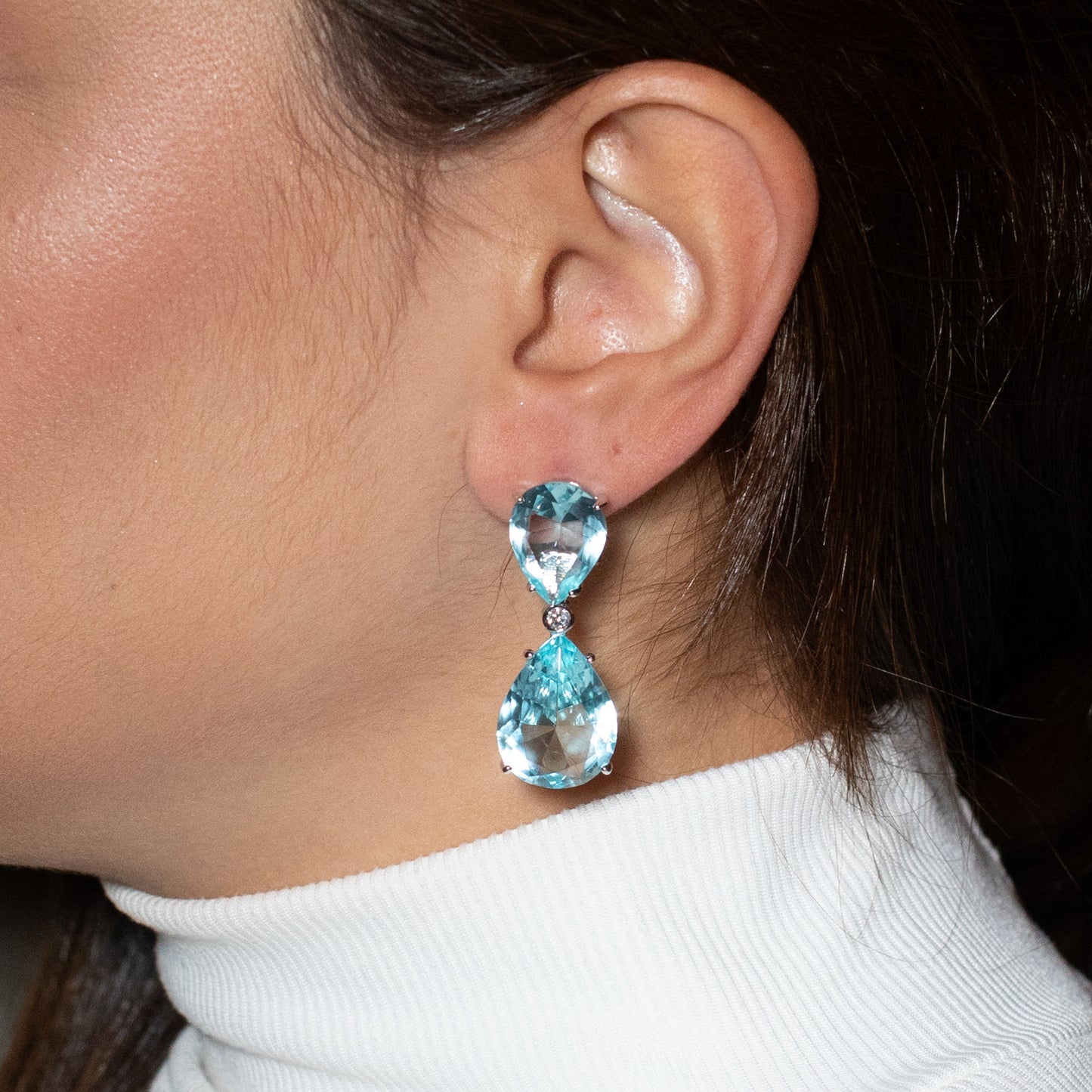 Brinco Gotas de Água Marinha Fusion