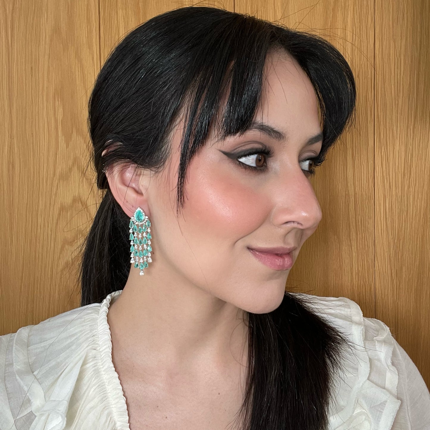 Brinco Pingente Gotas com Moldura