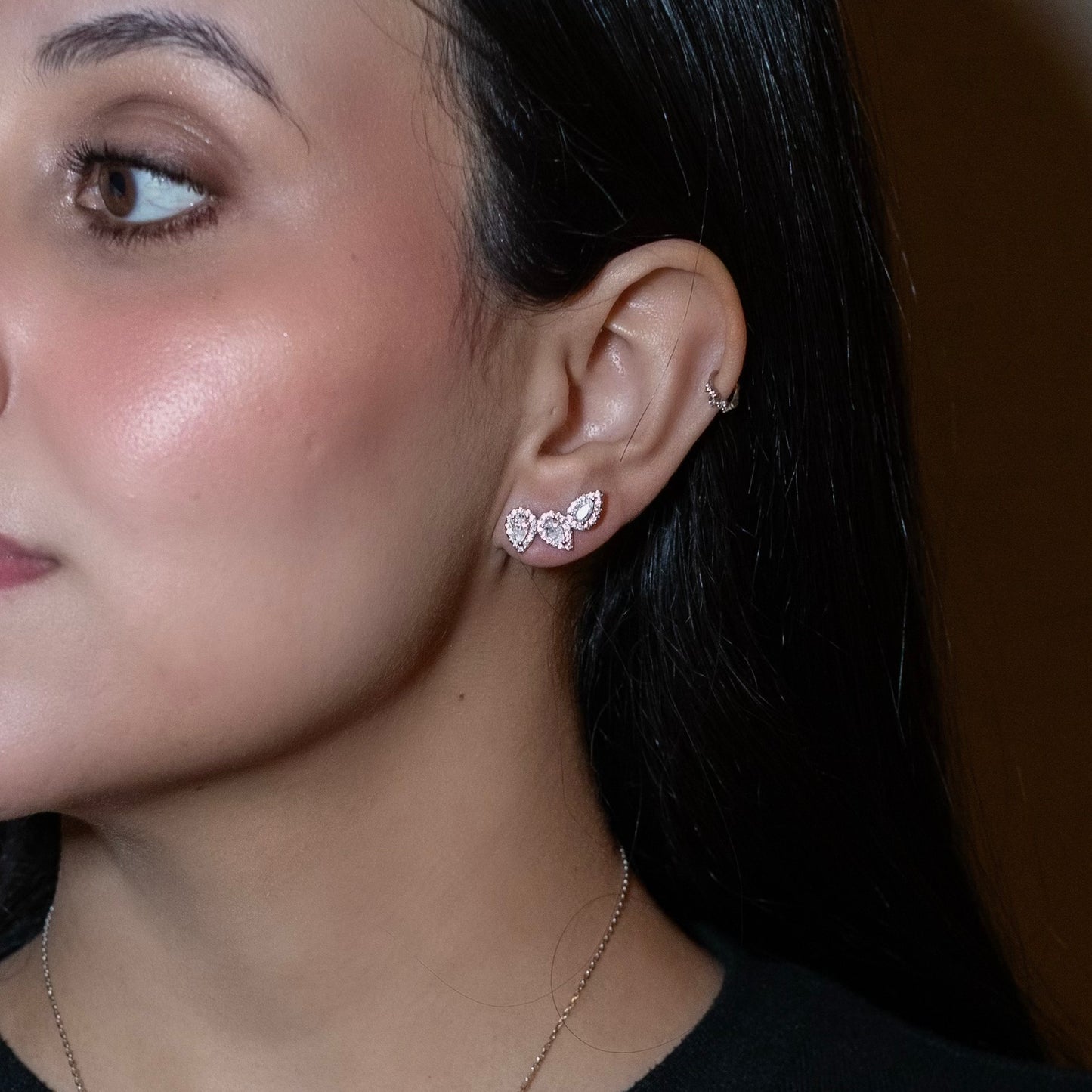 Brinco Earcuff Tres Gotas Moissanitas