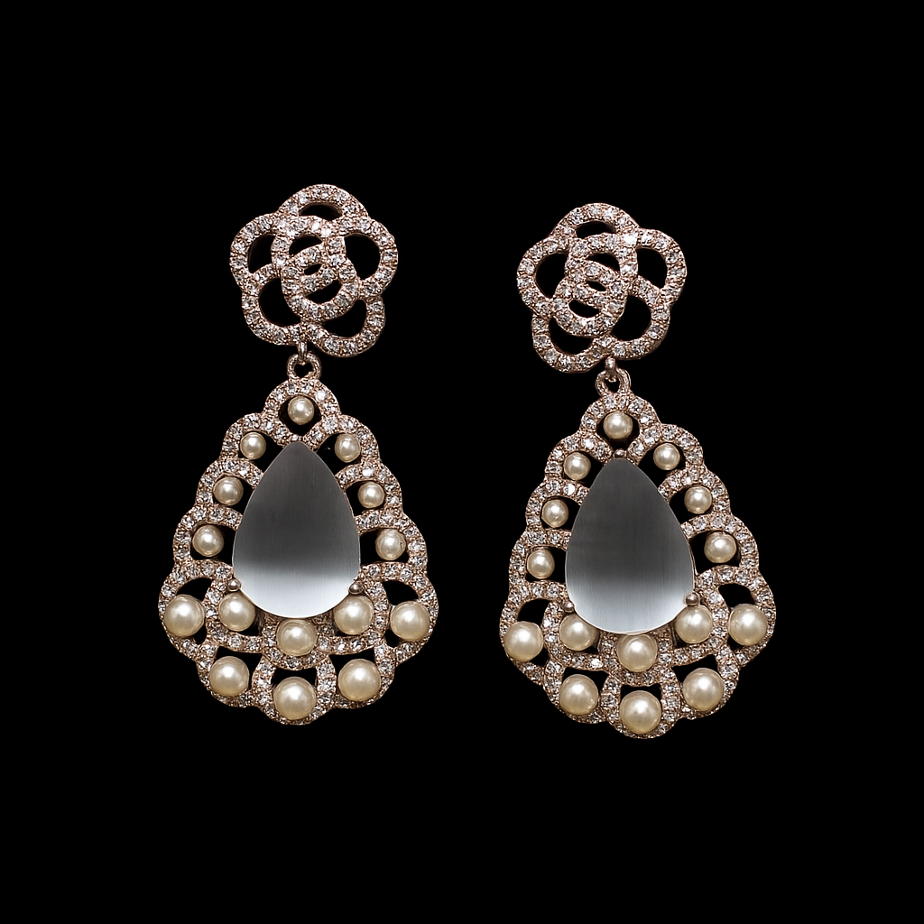 Brinco Flor Gota Calcedônia