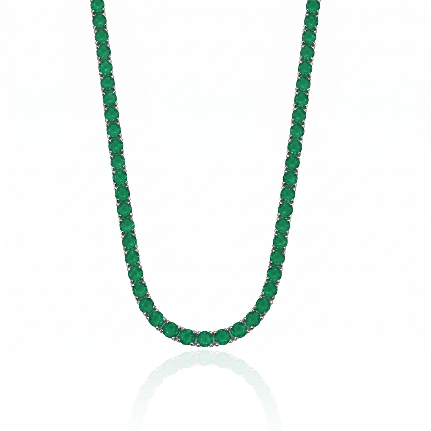 Colar Riviera 3mm 4 Garras Esmeralda Fusion
