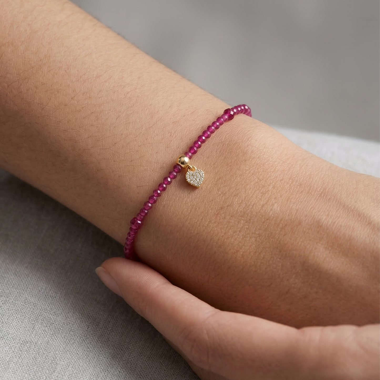 Pulseira Fio de Rubi com Coração