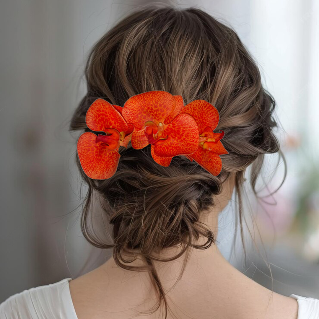 Pente Trio de Orquídeas Coral