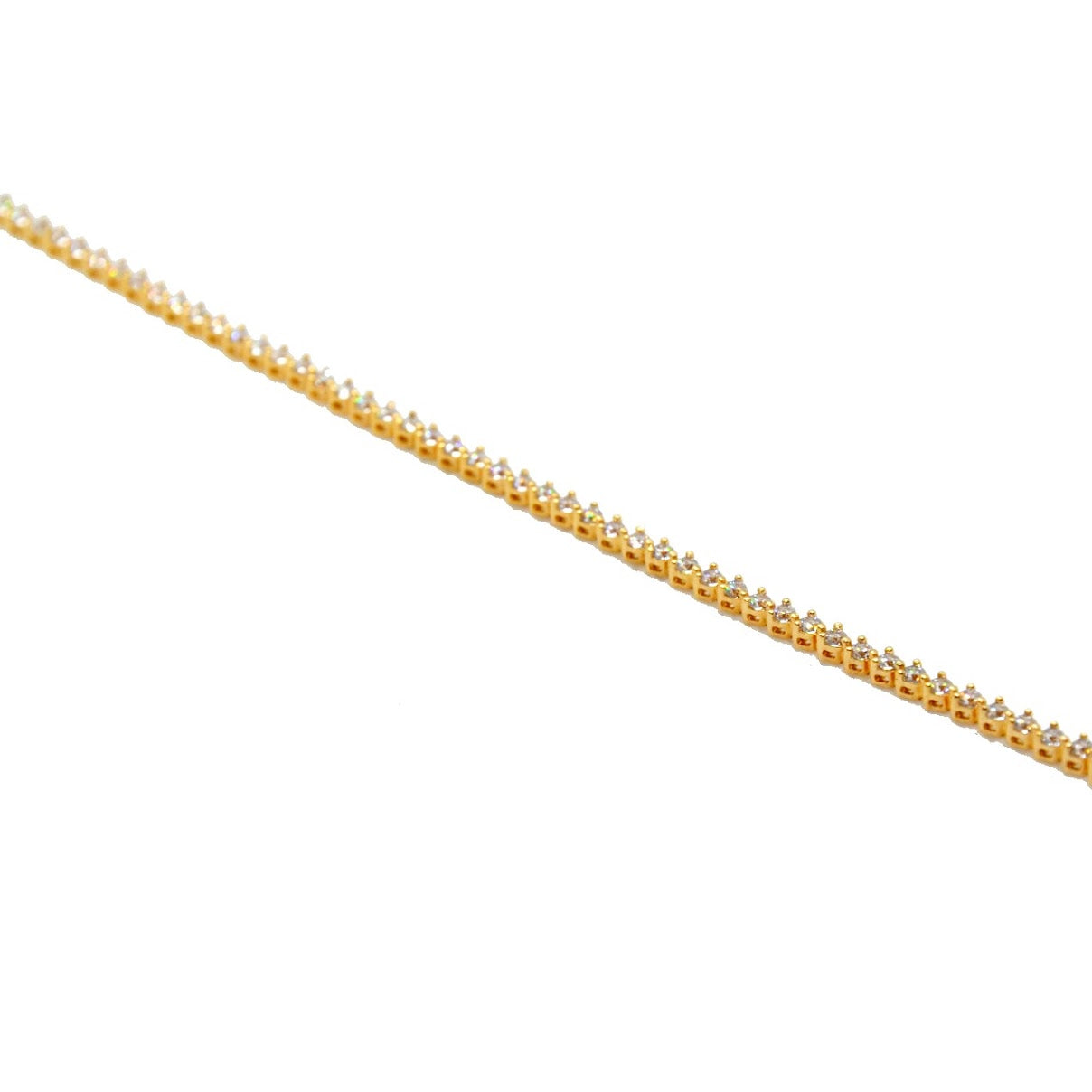 Pulseira Riviera 2mm 3 Garras Banho de Ouro