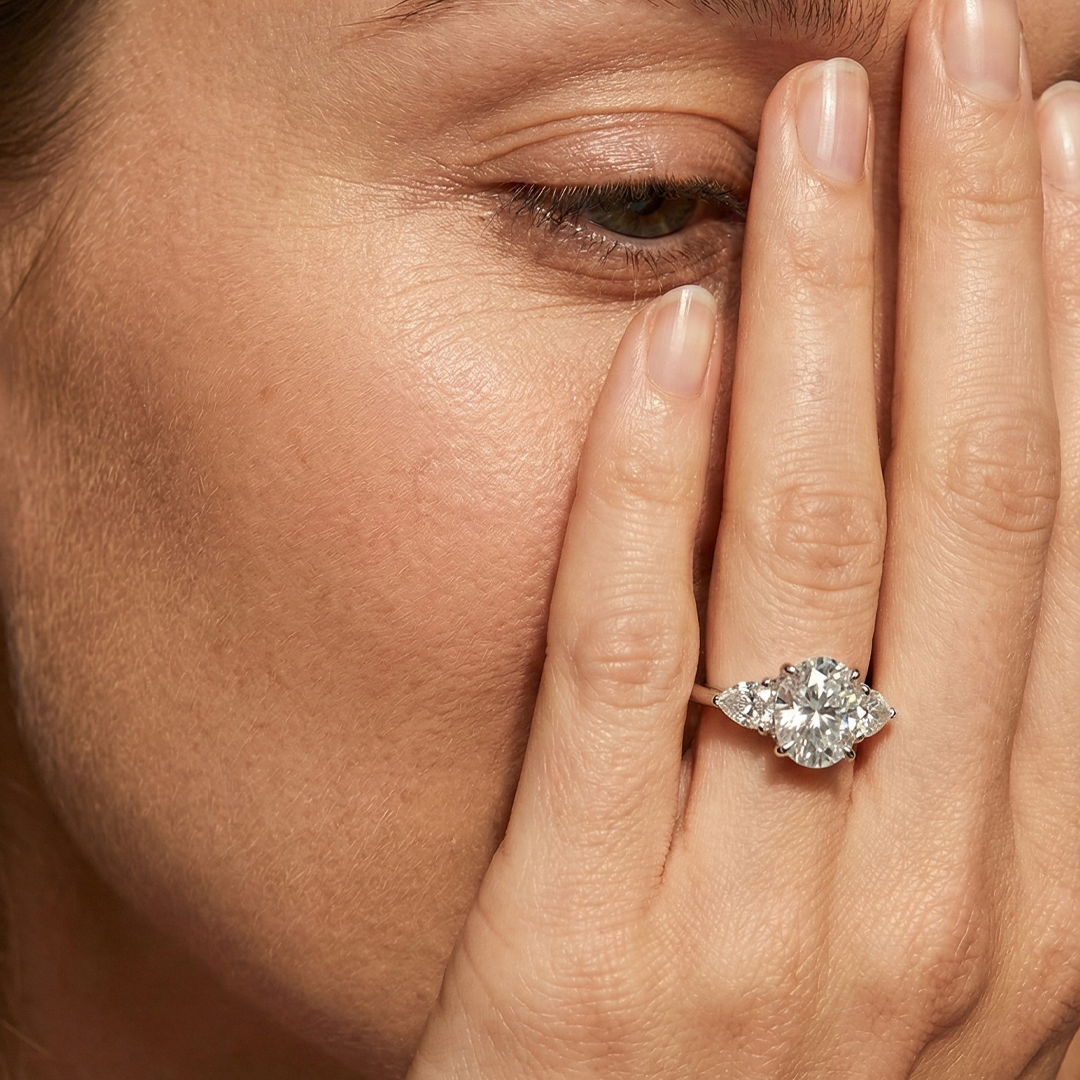 Anel Trio Oval Moissanitas