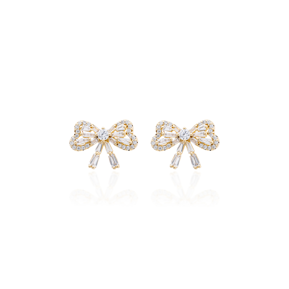 Brinco Laço de Baguetes Vazado