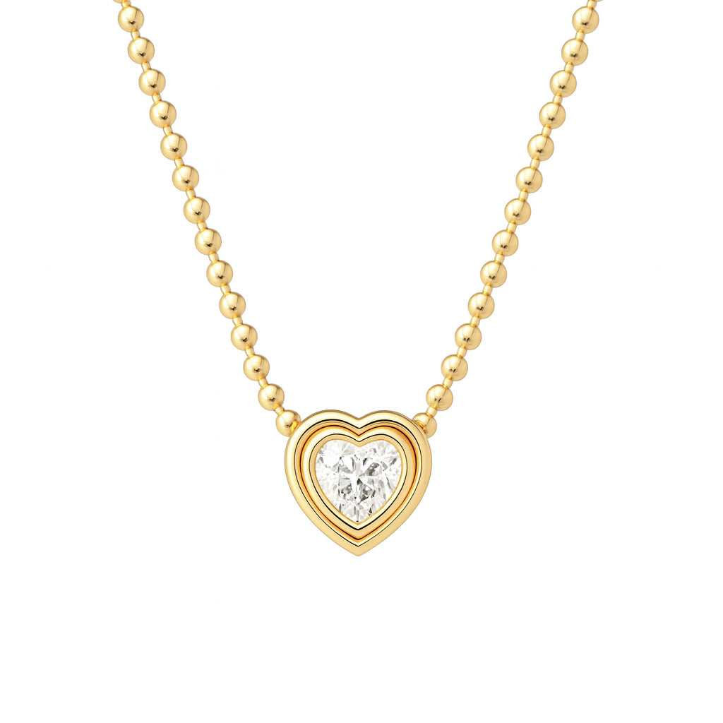 Colar Coração Moissanita 4mm