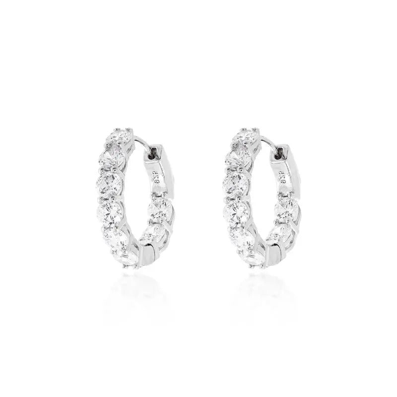 Brinco Argola Pedras Incolores 21mm