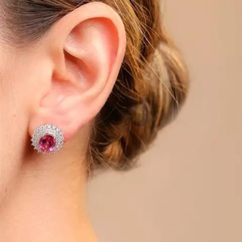 Brinco Pedra Oval com Zircônias