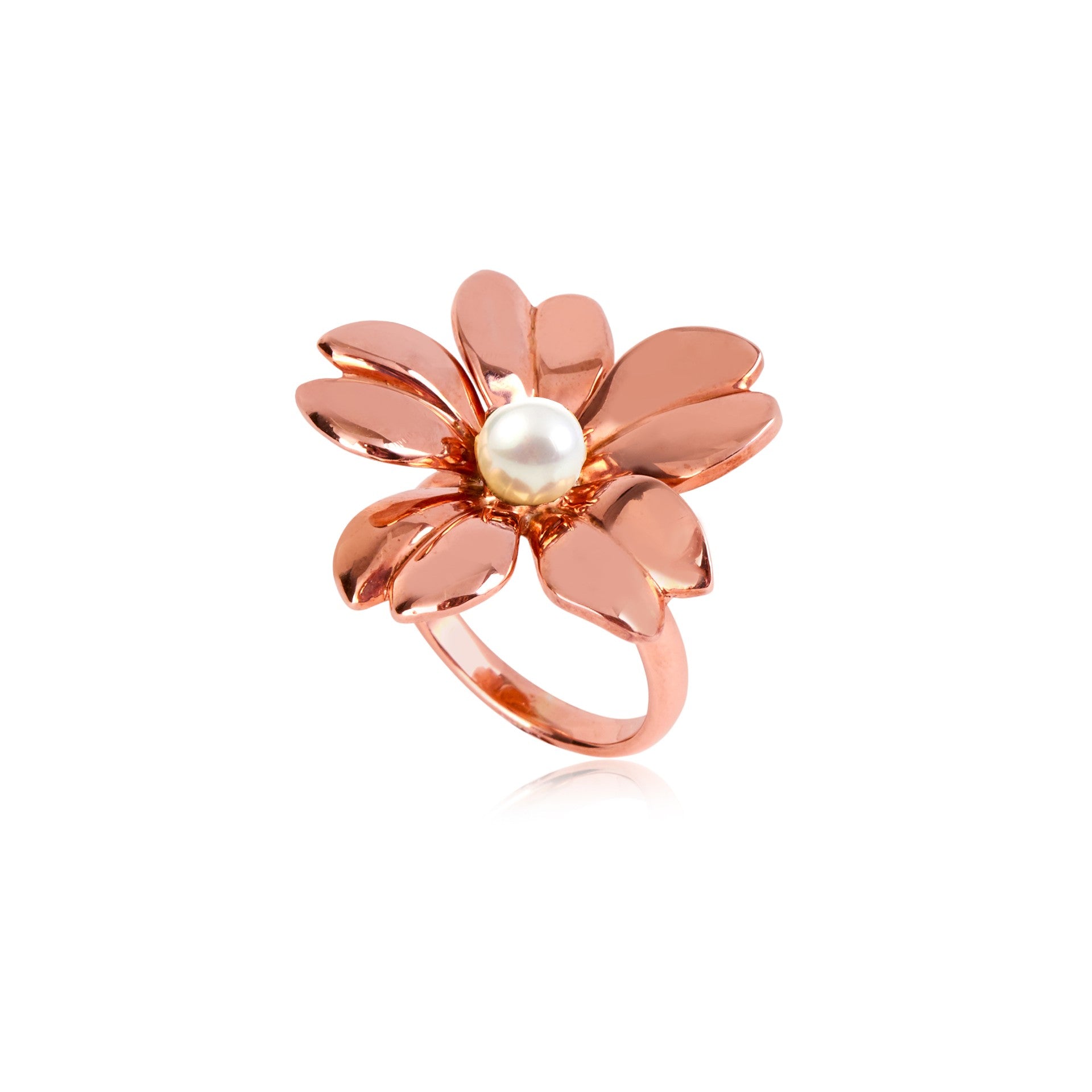 Anel Flor Grande Pérola Rosé