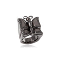 Anel Borboleta Com Diamantes Negros