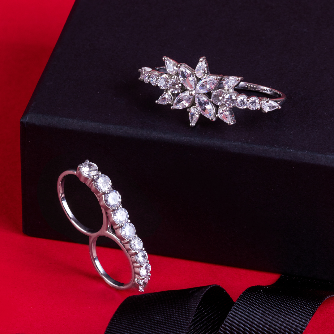 Anel Dois Dedos Star Zircônias