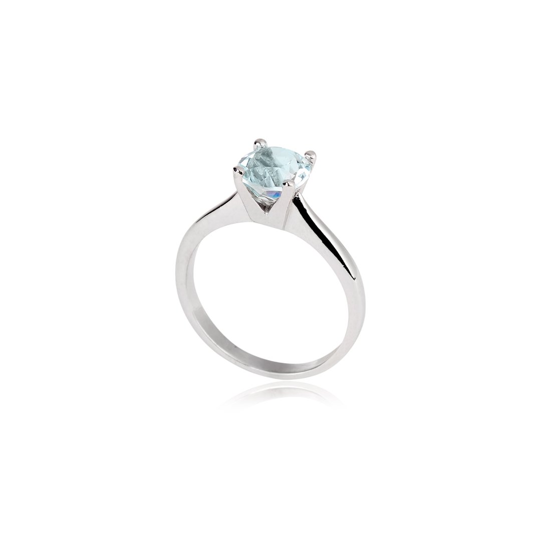 Anel Solitário 1,50ct Topázio Azul