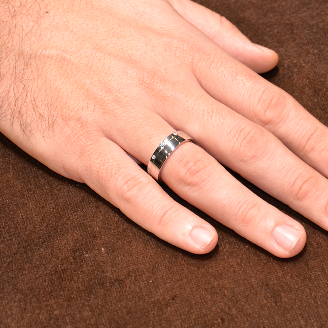 Anel Masculino Linea III Diamante Natural