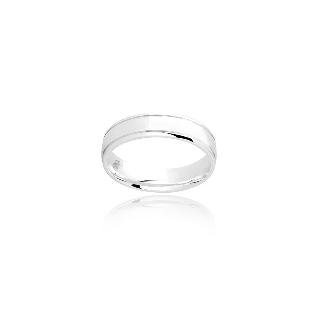 Aliança 2 Frisos em Prata 950  - 5,0mm