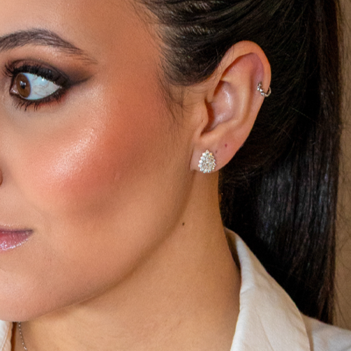 Brinco Gota com Moldura Moissanita