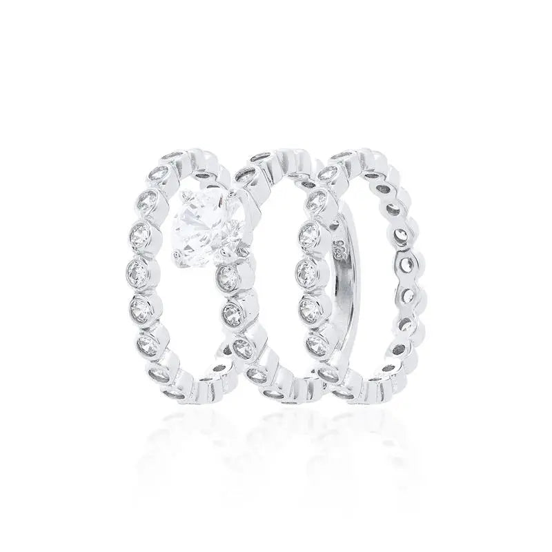 Aliança Tripla com Solitário