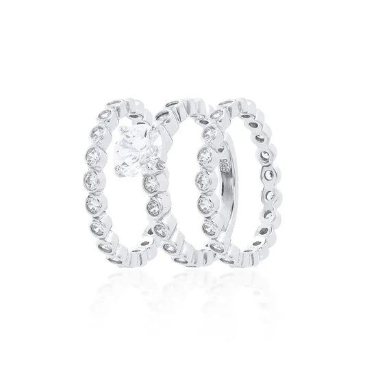 Aliança Tripla com Solitário