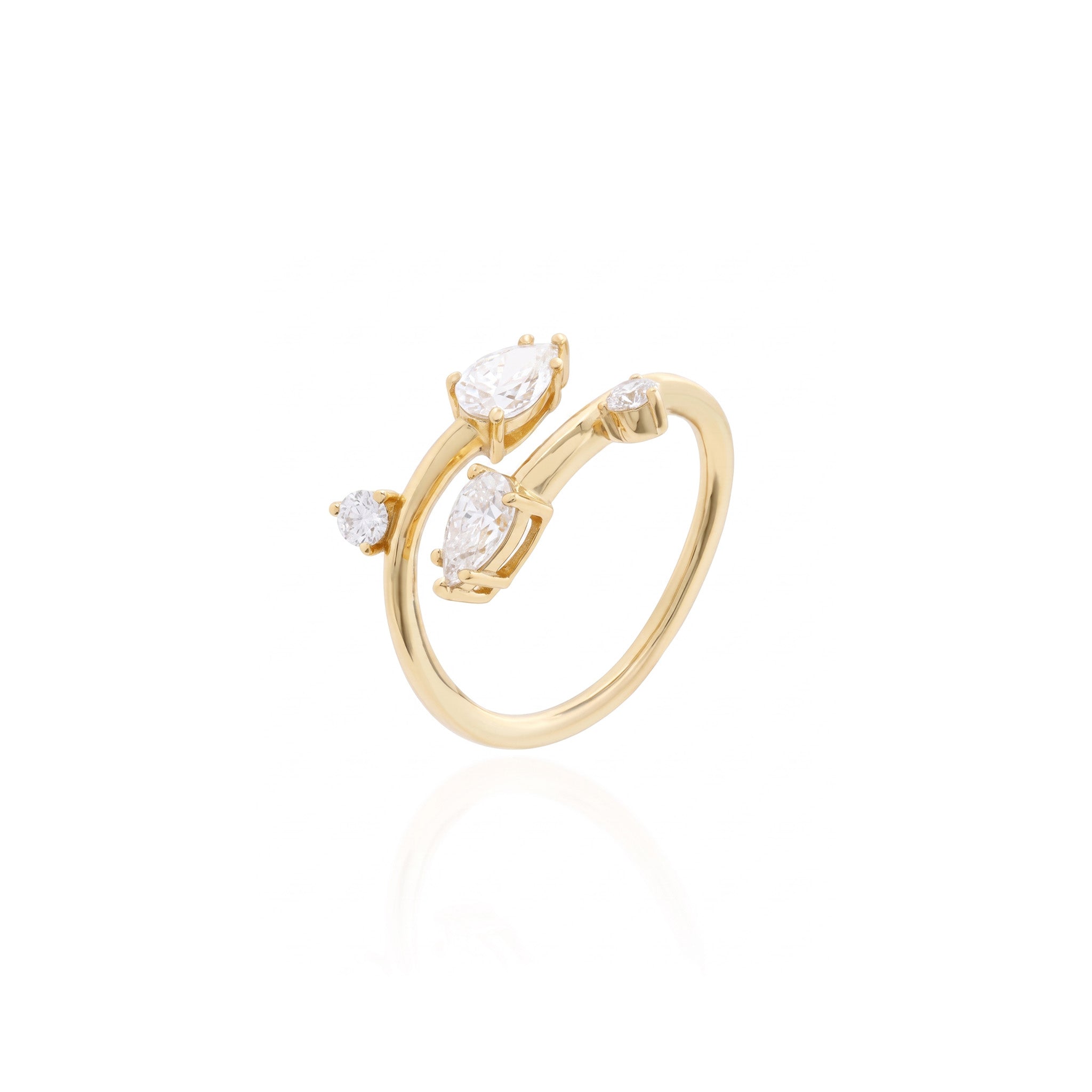 Anel Entreaberto Salpicado com Moissanitas - 0.86ct