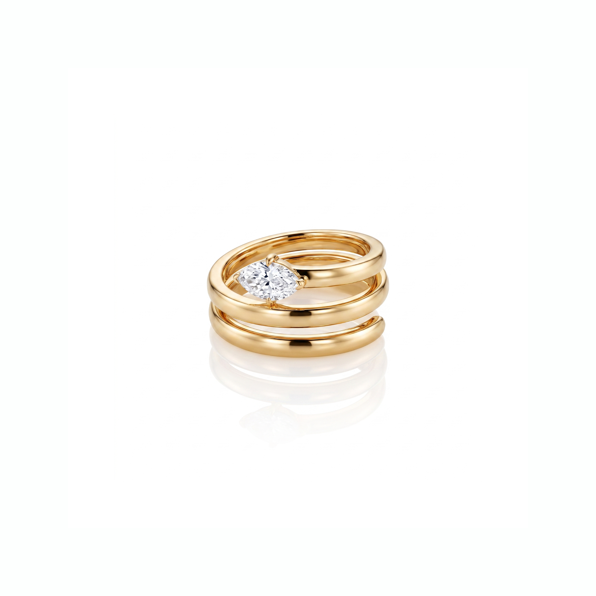 Anel Três Voltas com Moissanita Gota - 0.75ct