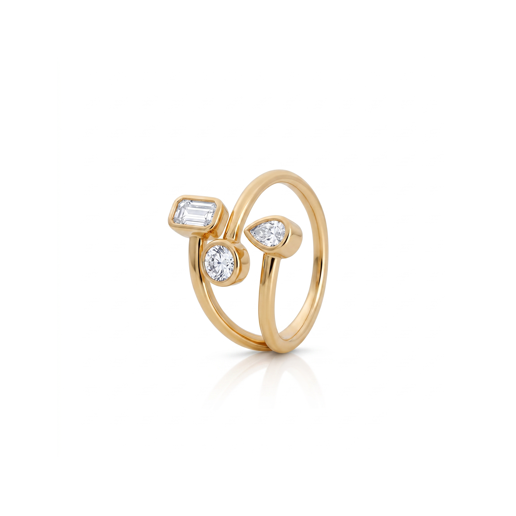 Anel Entreaberto com Moissanitas - 0.75ct