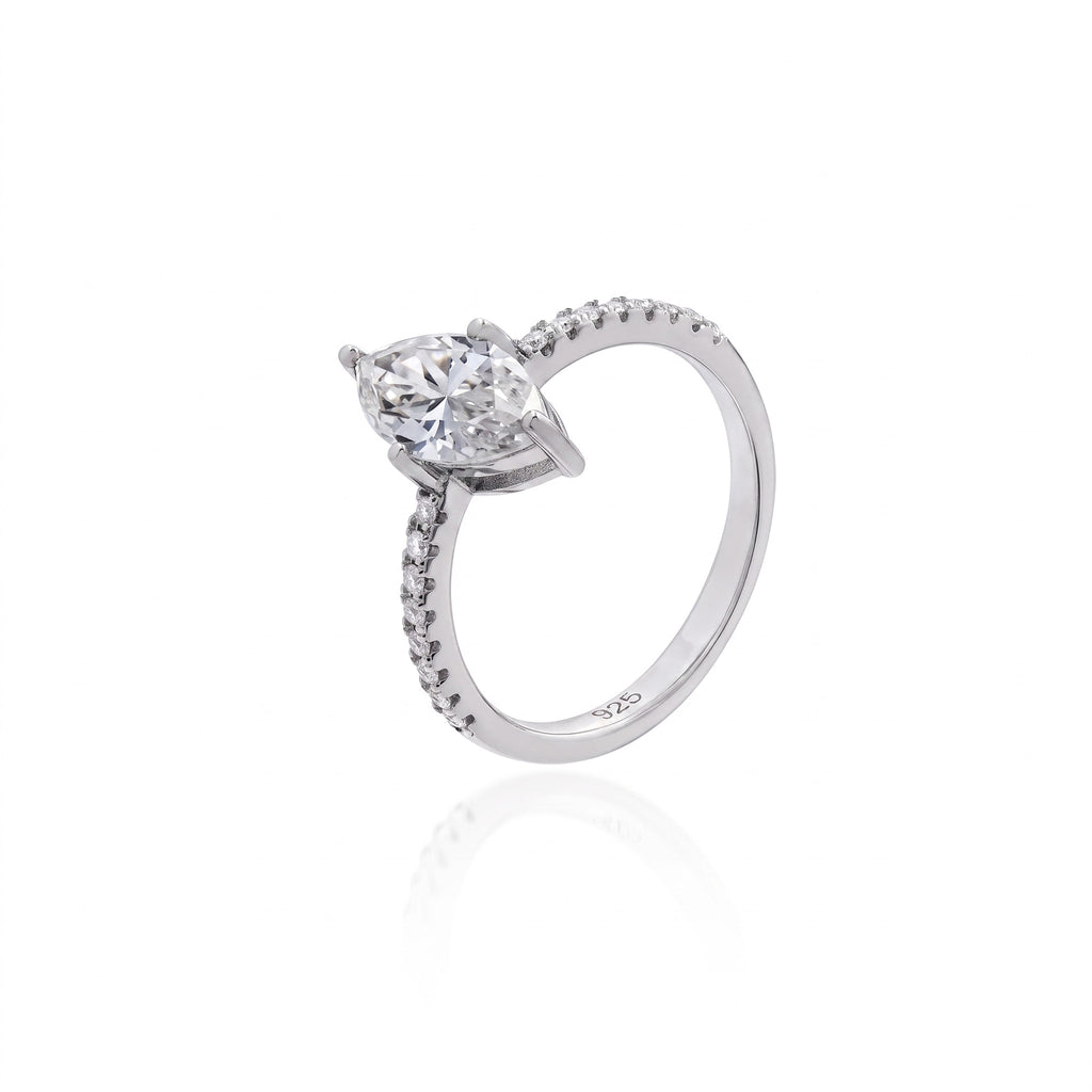 Aliança Solitário Moissanita Navete 12x6mm - 2.14ct
