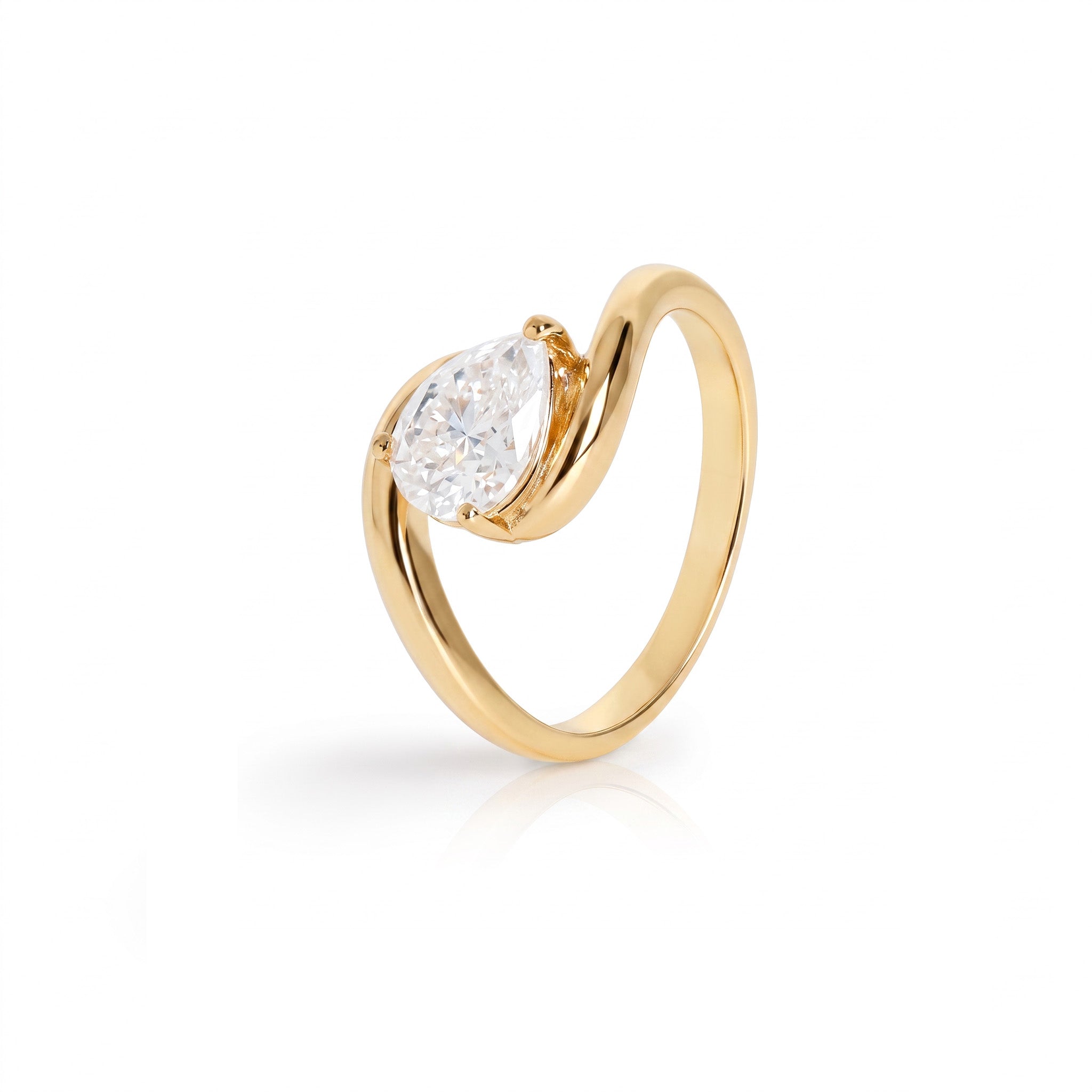 Anel Entrelaçado com Moissanita Gota - 1.25ct