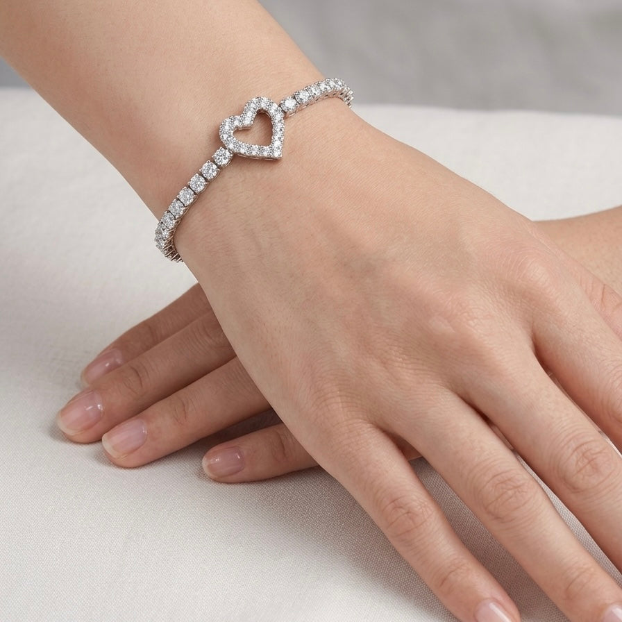 Pulseira Riviera 3mm Coração