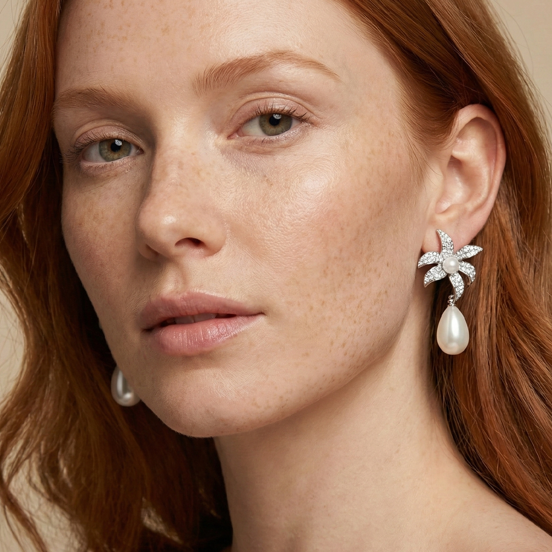 Brinco Lírio com Pérola