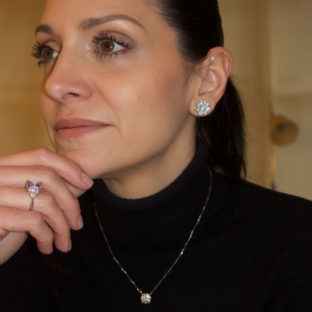 Brinco Roseta Zircônia Maxi