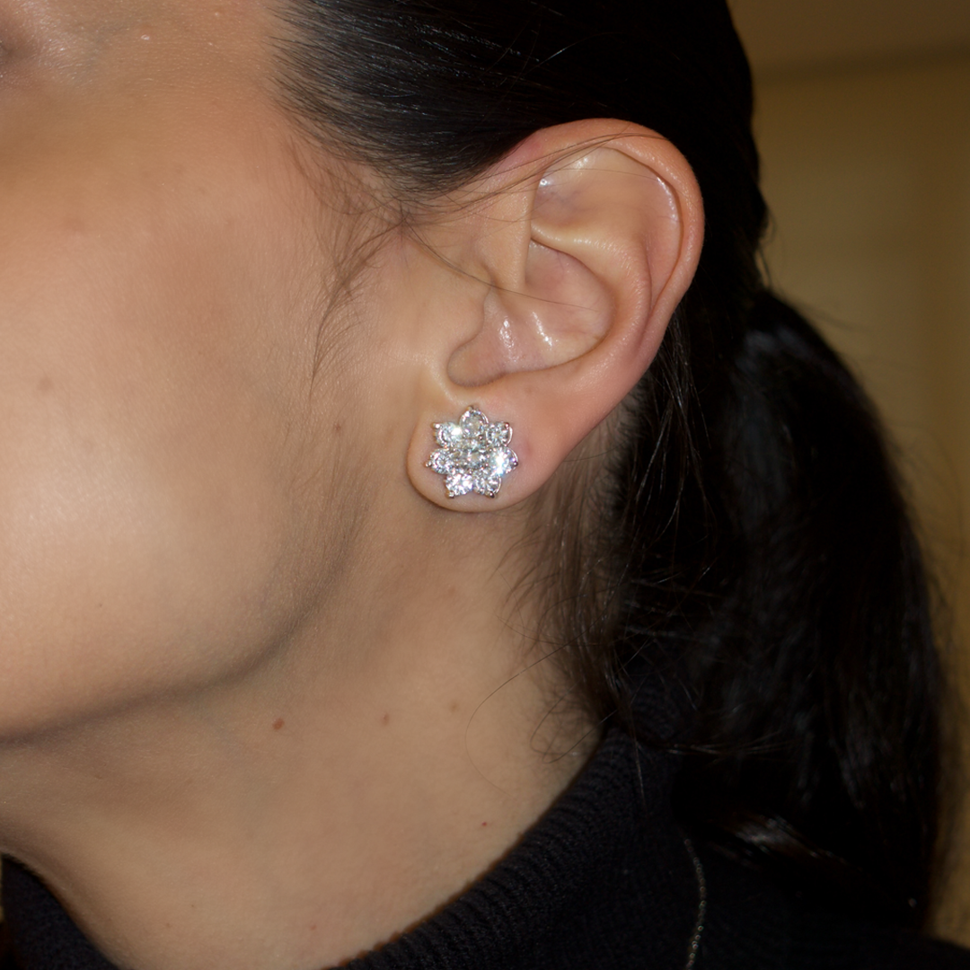 Brinco Roseta Zircônia Maxi