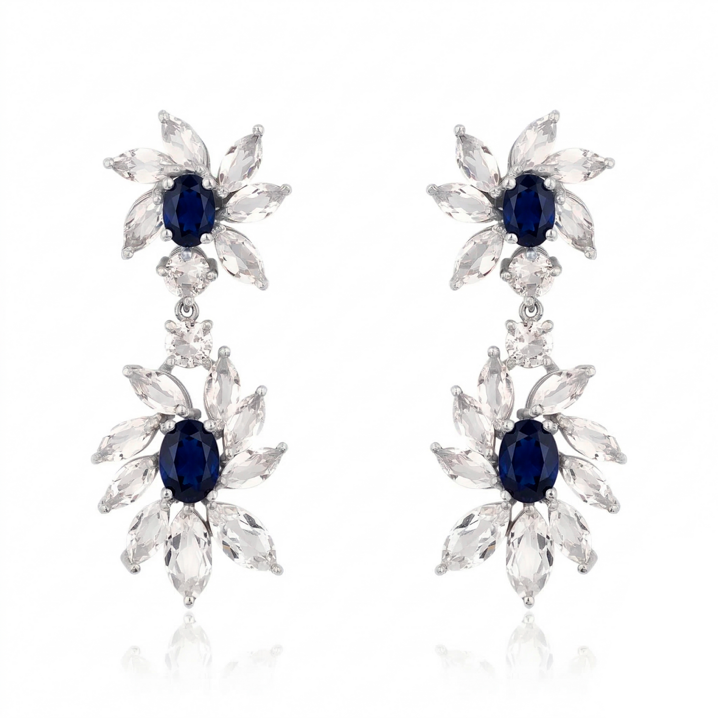 Brinco Marilia com Safiras Azuis