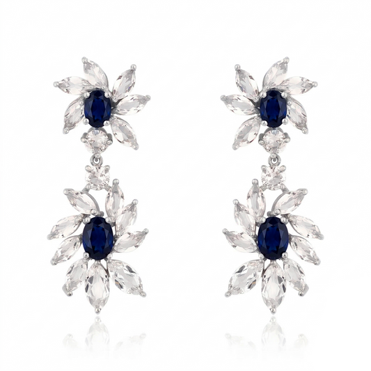 Brinco Marilia com Safiras Azuis