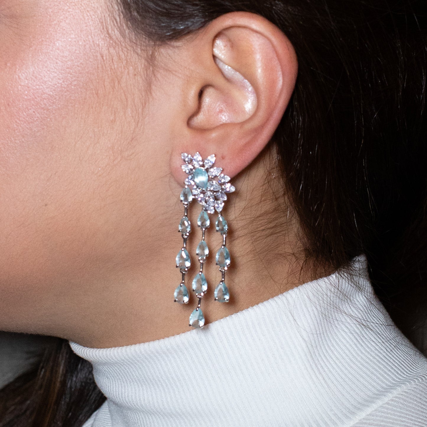 Brinco Earcuff Pingente Gotas