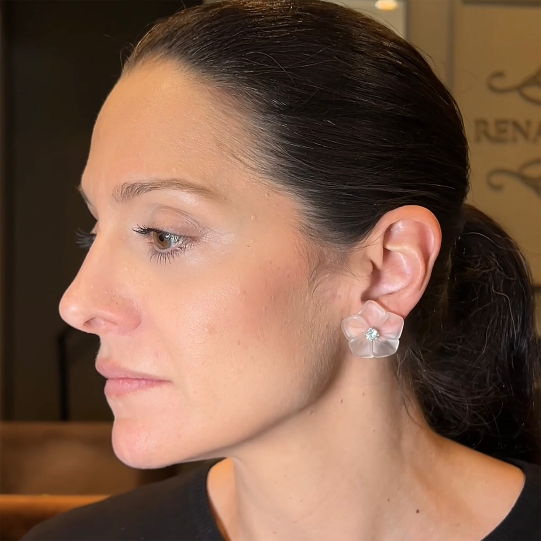 Brinco Flor de Cristal e Solitário