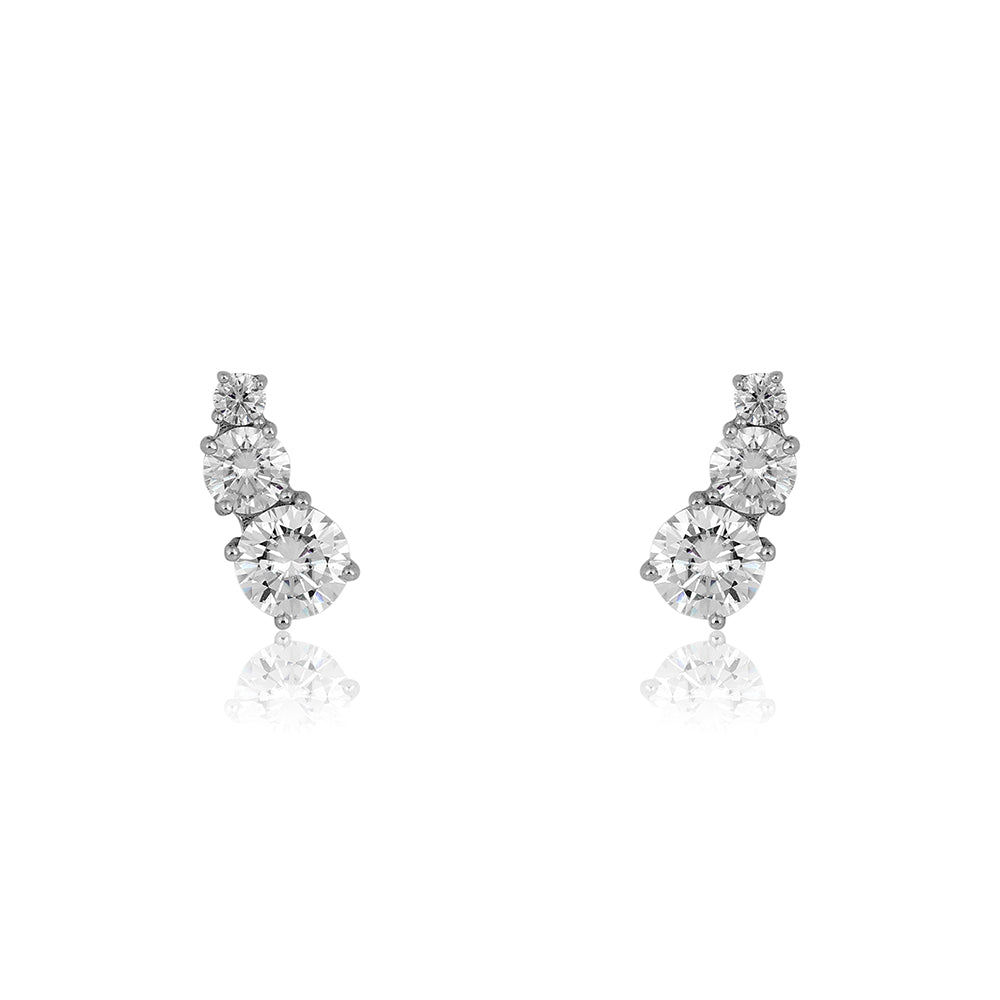 Brinco Earcuff Trio em Moissanitas
