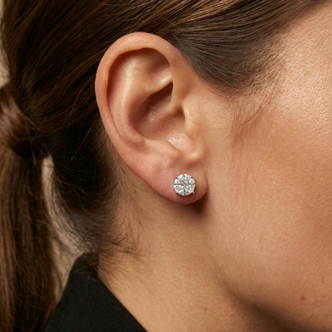 Brinco Solitário Cluster Moissanitas 1,50ct