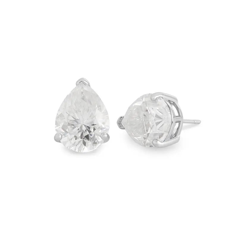 Brinco Solitário Gota de Moissanita 10mm - 7ct
