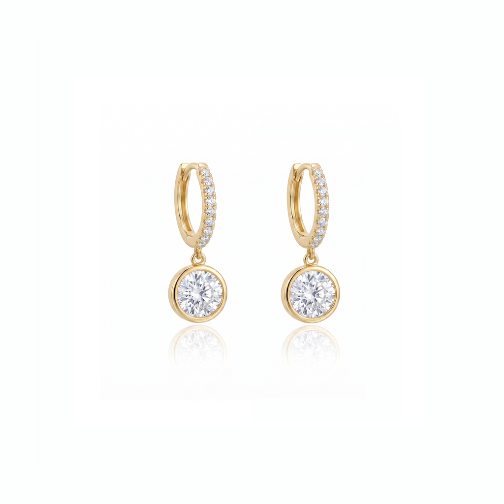 Brinco Argola com Solitário de Moissanita 7mm - 1.25ct