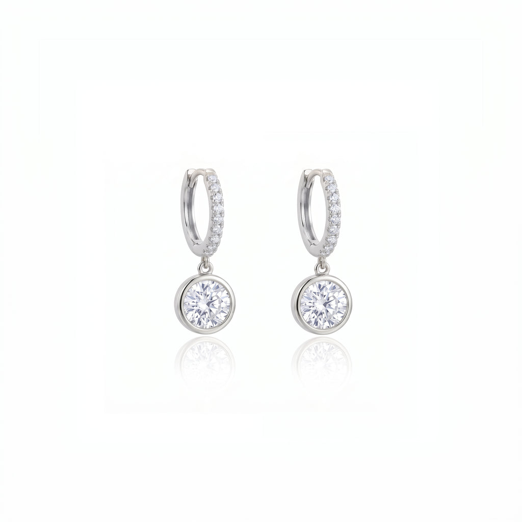 Brinco Argola com Solitário de Moissanita 7mm - 1.25ct