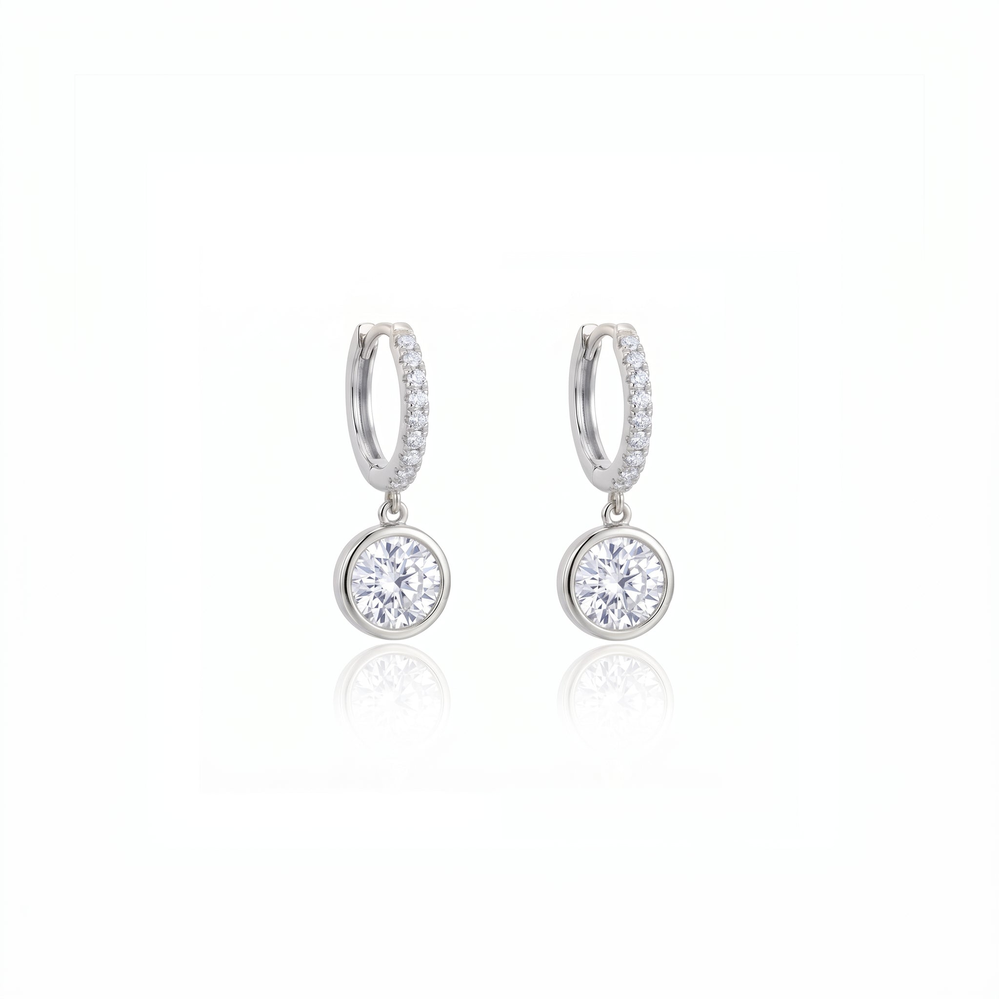 Brinco Argola com Solitário de Moissanita 7mm - 1.25ct