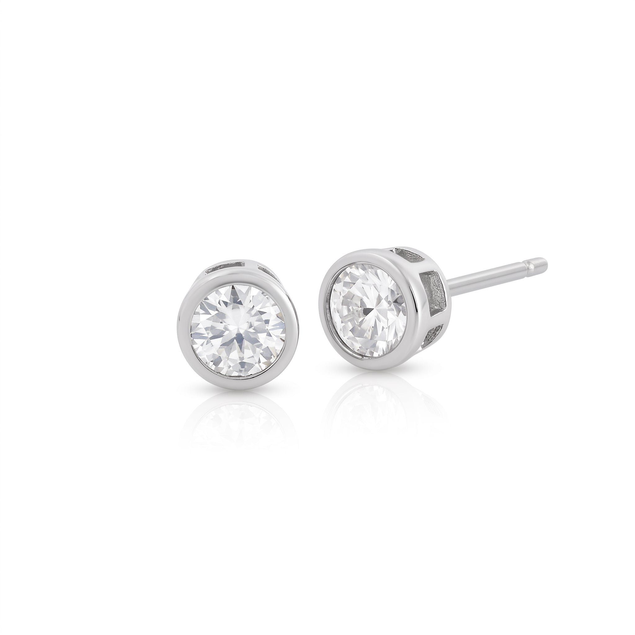 Brinco Solitário de Moissanita 6.5mm Inglesa - 1ct