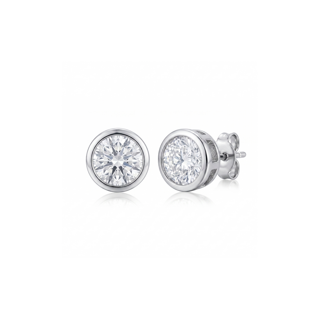 Brinco Solitário de Moissanita 6.5mm Inglesa - 1ct