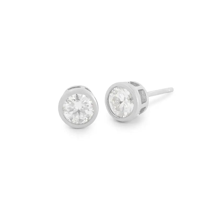 Brinco Solitário de Moissanita 6.5mm Inglesa - 1ct