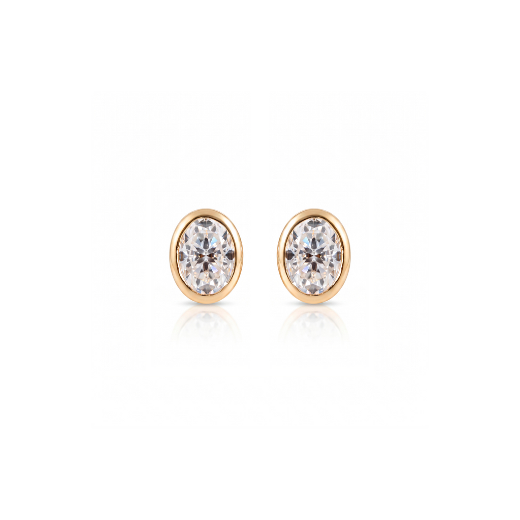 Brinco Solitário Oval de Moissanita 6x8mm Inglesa - 3ct