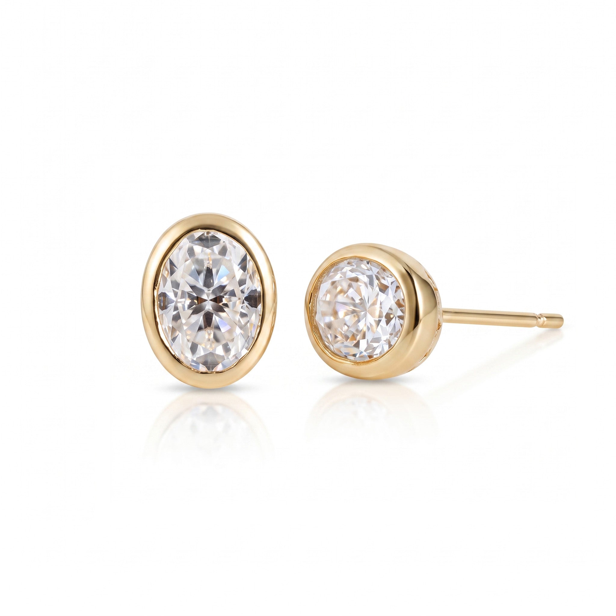 Brinco Solitário Oval de Moissanita 6x8mm Inglesa - 3ct